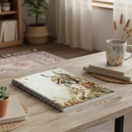 Caderno Espiral Woodland Lynx Wildlife Nature