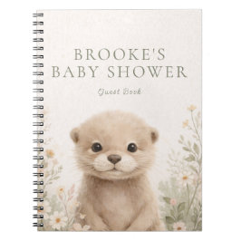 Caderno Espiral Woodland Otter Baby Shower Spiral Guestbook