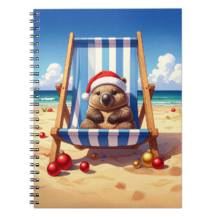 Caderno Espiral Wooly Wombat Santa hat Feliz Natal