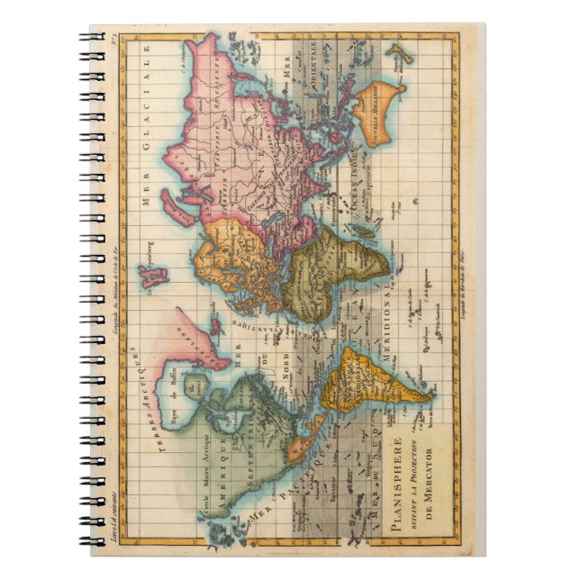 Caderno Espiral World Map 1700s Antique  (Frente)