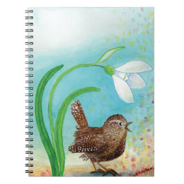 Caderno Espiral Wren Bird Sing no amanhecer na Primavera