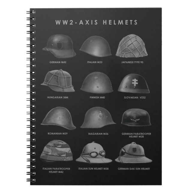 Caderno Espiral WW2 - Axis Helmets  (Frente)