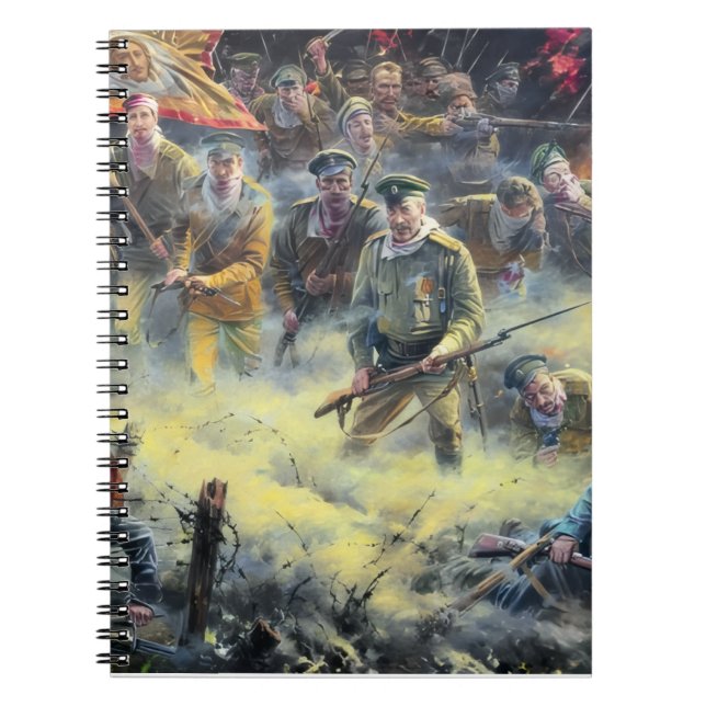 Caderno Espiral WWI Russo Carga da pintura de mortos (Frente)