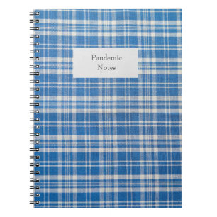 Caderno Espiral xadrez azul e branca