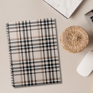Caderno Espiral Xadrez Bege