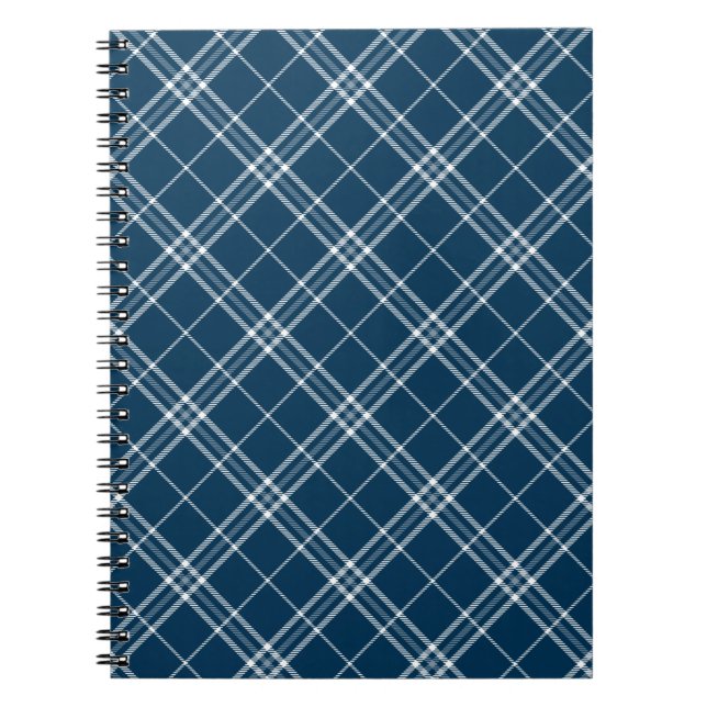 Caderno Espiral Xadrez Clan Clark Tartan Azul Moderno (Frente)