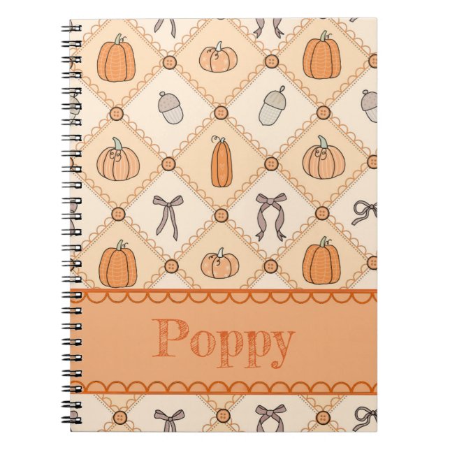 Caderno Espiral Xadrez de Abóbora (Frente)