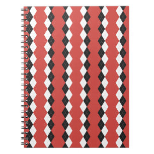 Caderno Espiral Xadrez de Argyle. Escocês em branco, preto e