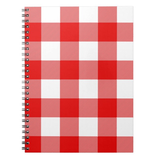 Caderno Espiral Xadrez de Búfalos Branco e Vermelho (Frente)