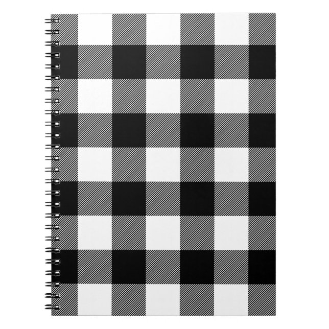 Caderno Espiral Xadrez de Buffalo Preto e Branco (Frente)