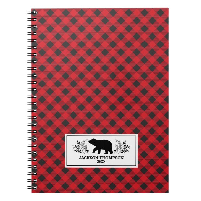 Caderno Espiral Xadrez de Lumberjack Buffalo preto Personalizado (Frente)