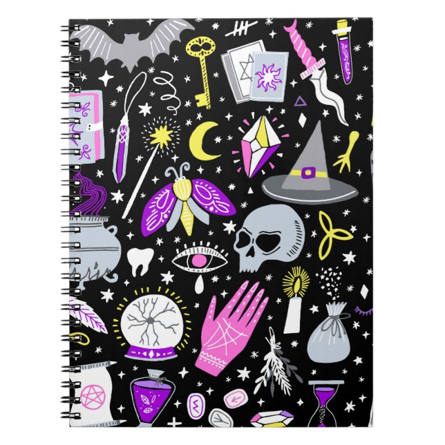 Caderno Espiral Xadrez de tartan castanho-laranja-vírgula. (Frente)