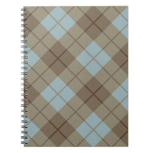 Caderno Espiral Xadrez diagonal no azul e no Brown