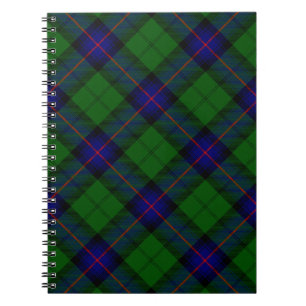 Caderno Espiral Xadrez do verde azul do tartan do clã de Armstron