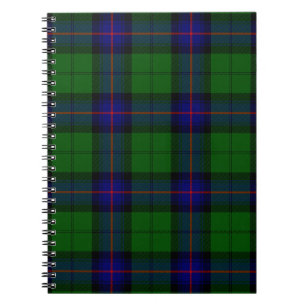 Caderno Espiral Xadrez do verde azul do tartan do clã de Armstron