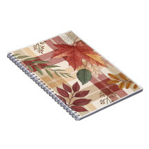 Xadrez e Folhas de outono | Notebook Cozy Spiral