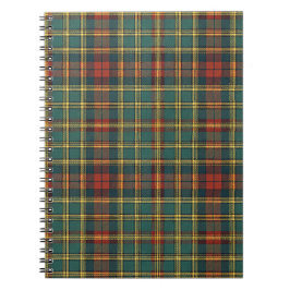 Caderno Espiral Xadrez Escocês Vermelho e Verde Clássico