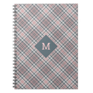 Caderno Espiral Xadrez Monograma Personalizada / Padrão Tartan