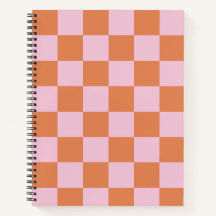 Caderno Espiral Xadrez Rosa e Vermelho