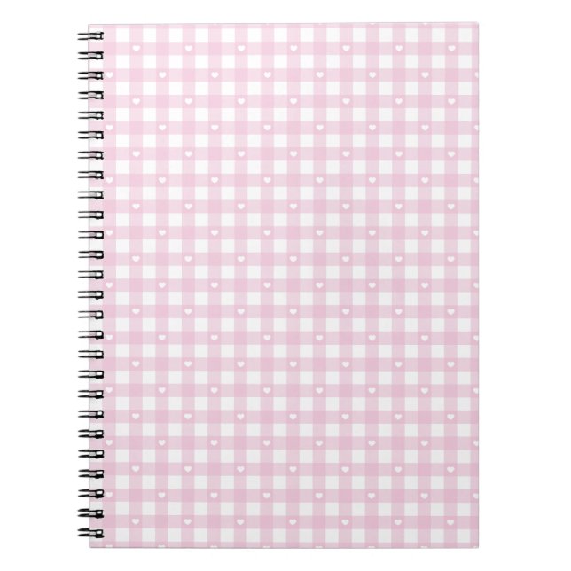 Caderno Espiral Xadrez Rosa Pastel (Frente)
