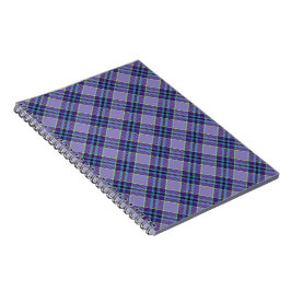 Caderno Espiral Xadrez roxa Tartan 1 em tons de Lavanda e azul