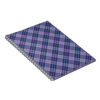 Caderno Espiral Xadrez roxa Tartan 1 em tons de Lavanda e azul