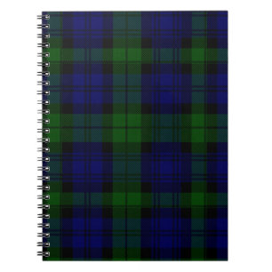 Caderno Espiral xadrez verde azul de tartan Black Watch