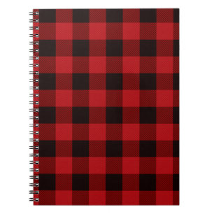 Caderno Espiral Xadrez vermelha e preta do país