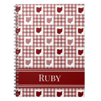 Caderno Espiral Xadrez Vermelho de Ohio