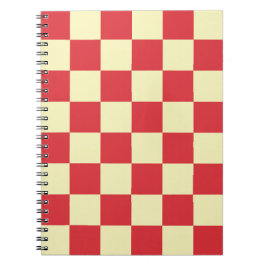 Caderno Espiral Xadrez Vintage Mínimo Vermelho e Creme