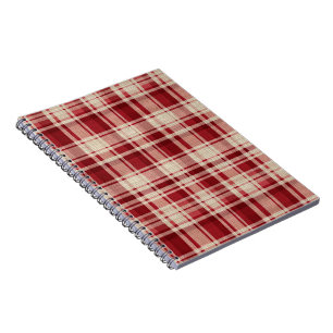 Caderno Espiral Xadrezes de Creme Vermelho