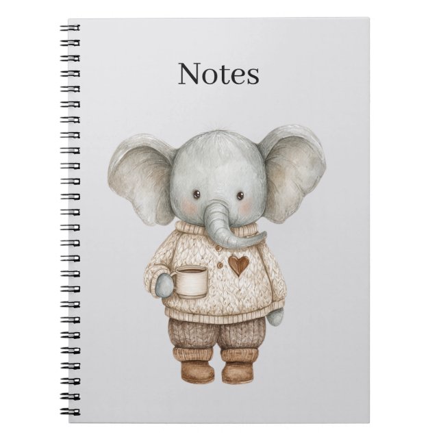 Caderno Espiral Xícara de Café Elefante (Frente)