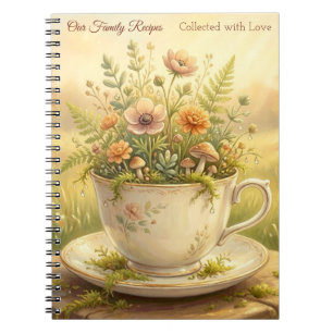 Caderno Espiral Xícara de Chá Floral Vintage Cottagecore