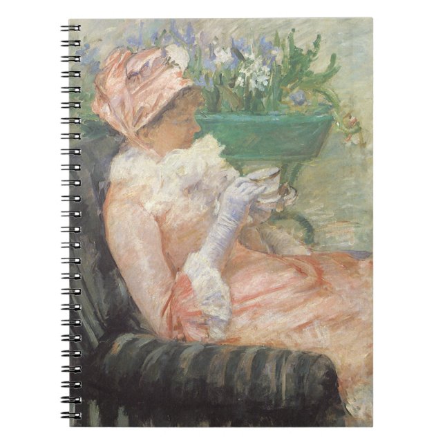 Caderno Espiral Xícara de chá por Mary Cassatt, Impressionismo ven (Frente)