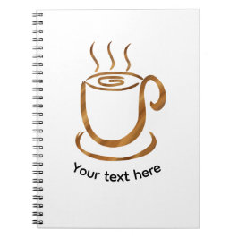 Caderno Espiral Xícara Fumegante de Java | Café Curvo de Madeira &