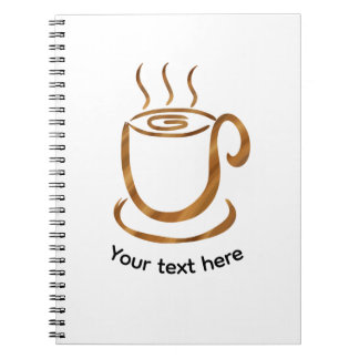 Caderno Espiral Xícara Fumegante de Java | Café Curvo de Madeira &