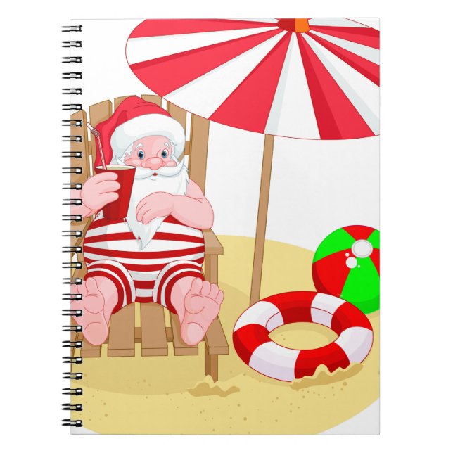 Caderno Espiral xmas Beach santa claus (Frente)