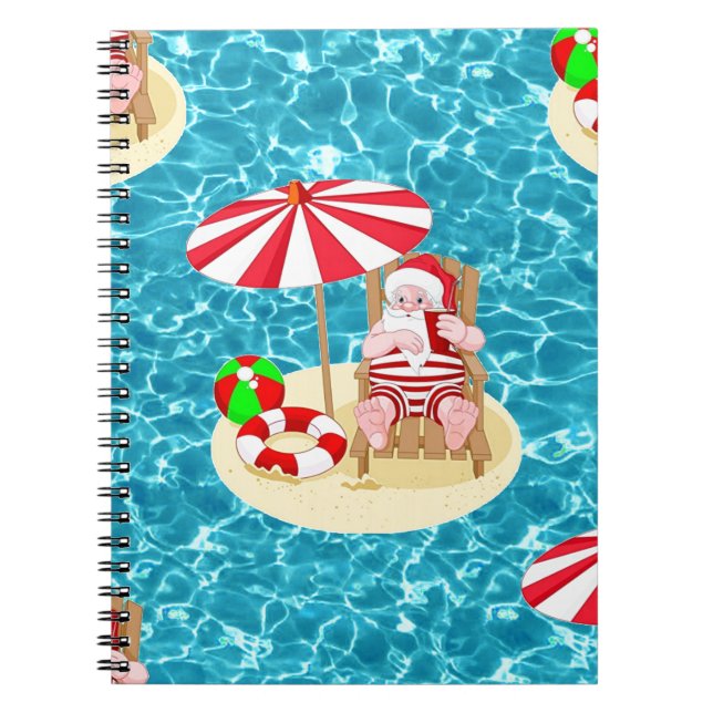 Caderno Espiral xmas Beach santa claus (Frente)