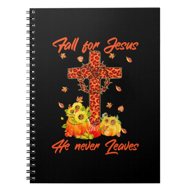 Caderno Espiral Xmas Fall For Jesus Maple Leaf Christian Autumn (Frente)