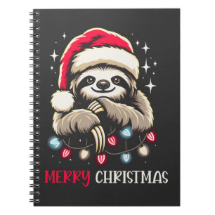 Caderno Espiral Xmas Sloth Papais noeis Festivos