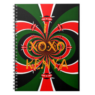 Caderno Espiral XOXO I Love Kenya Black Red Green Flag