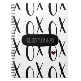 Caderno Espiral XOXO preto e branco