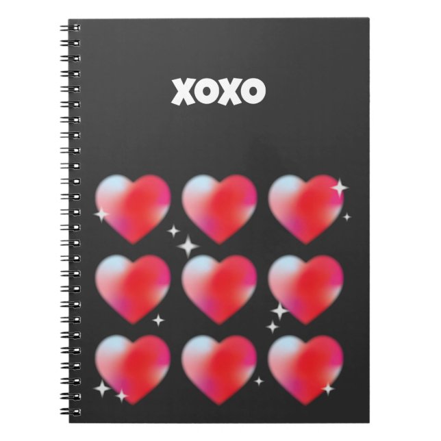 Caderno Espiral Xoxo texto romântico de corações vermelhos dia de  (Frente)