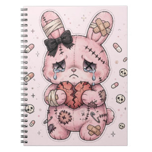 Caderno Espiral Yami Kawaii Bunny Triste Pastel Go