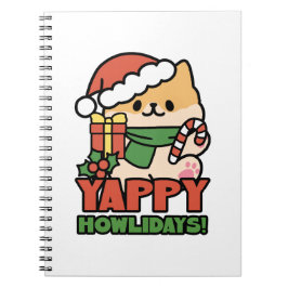 Caderno Espiral Yappy Howlidays - Bela Cartoon de Cão de Natal