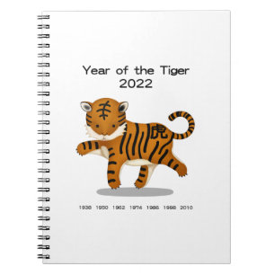 Caderno Espiral Year of the Tiger Cute Zodiac Animal 2022 