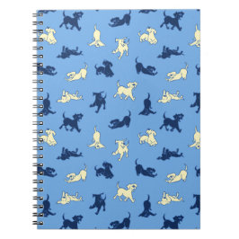Caderno Espiral Yellow and Black Lab Puppies Blue Plain Notebook