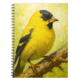 Caderno Espiral Yellow Finch Notebook | Goldfinch Bird Art Journal