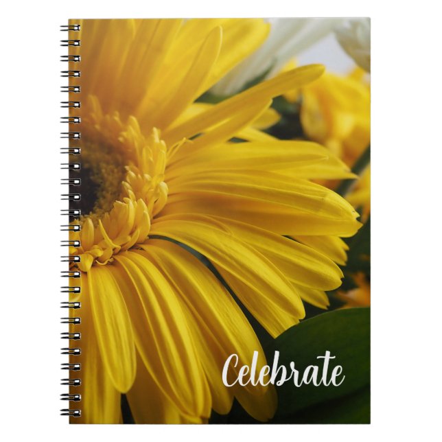 Caderno Espiral Yellow Floral Celebrate Photo Spiral Notebook (Frente)