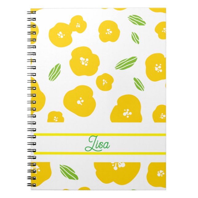 Caderno Espiral Yellow Floral Spiral Photo Notebook (Frente)